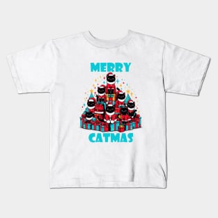 Black Cat Christmas Christmas Cat 2024 Kids T-Shirt